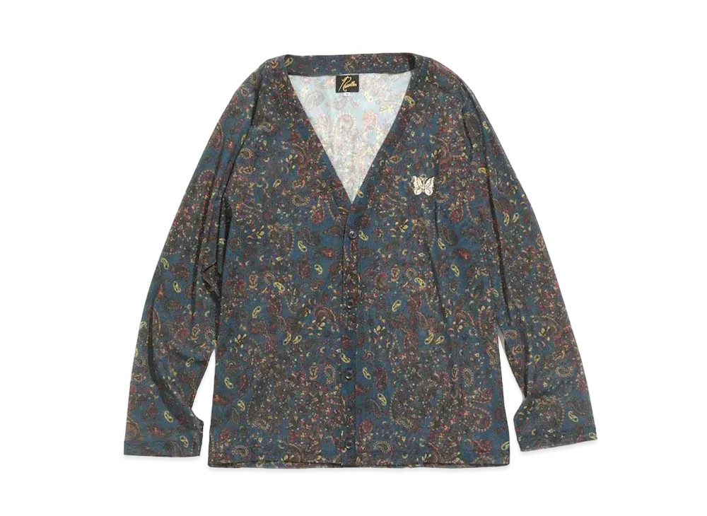 Needles V NECK CARDIGAN - POLY MESH / PAISLEY PT. "Blue"