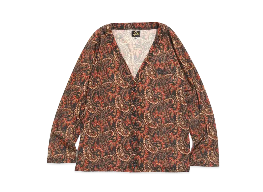 Needles V NECK CARDIGAN - POLY MESH / PAISLEY PT. "Black"