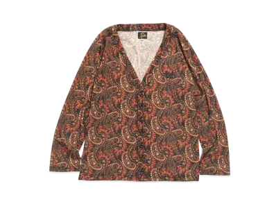 Needles V NECK CARDIGAN - POLY MESH / PAISLEY PT. "Black"