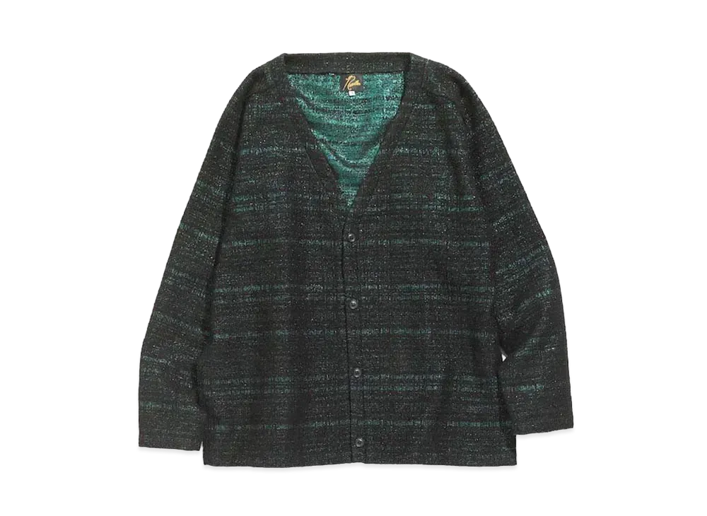 Needles V NECK CARDIGAN - W/N/R/PE LAME CLOTH JQ. "Green"