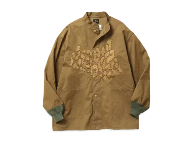 NEEDLES x NOMA t.d. S.C. Army Shirt - Leopard / Hand Emboidery "Beige"