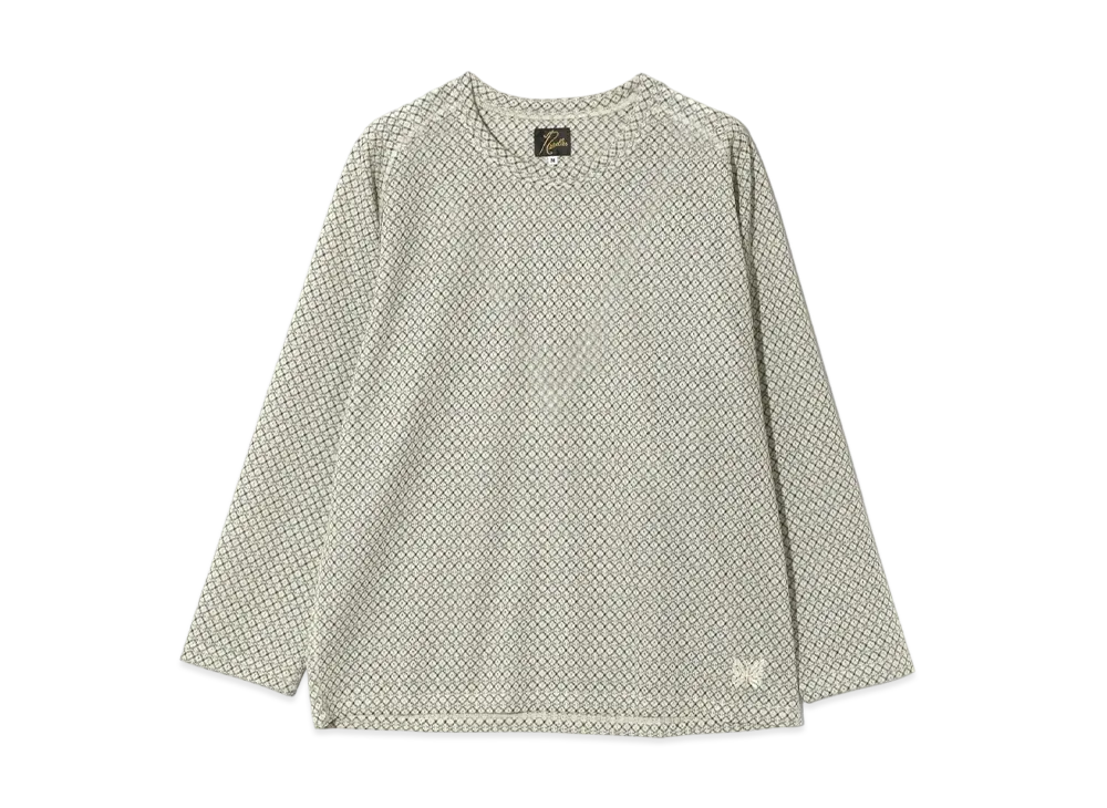NEEDLES L/S U-Neck Tee - R/PE Russell "White"