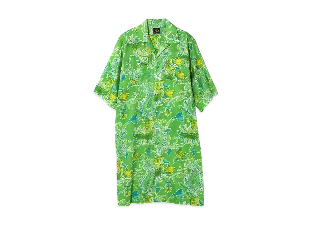 NEEDLES Western Shirt Dress - Printed Cotton Lawn / Floral "Green"