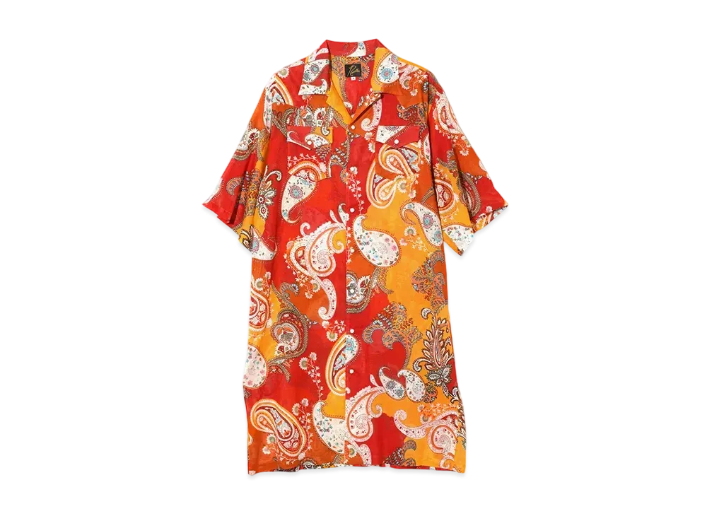 NEEDLES Western Shirt Dress - Printed Cotton Lawn / Floral "Red"