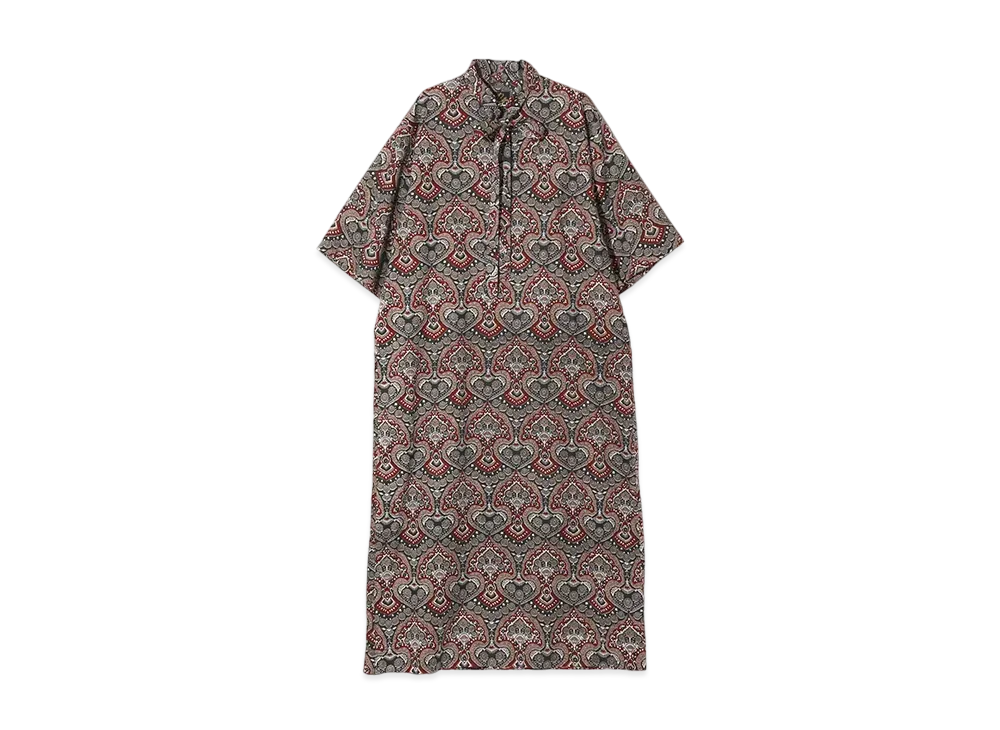 NEEDLES Ascot Collar Dress - Printed Cotton Lawn "Gray"