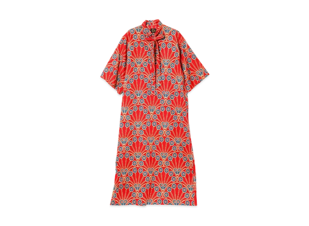 NEEDLES Ascot Collar Dress - Printed Cotton Lawn "Red"
