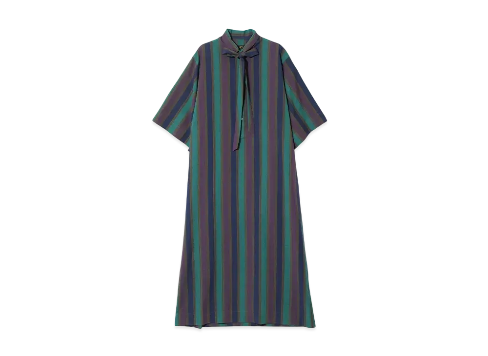 NEEDLES Ascot Collar Dress - Printed Cotton Lawn "Green"