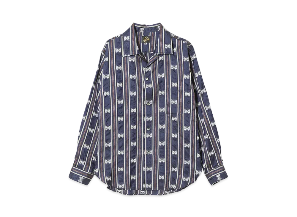 NEEDLES One-Up Shirt - Papillon Stripe Jacquard. "Navy"