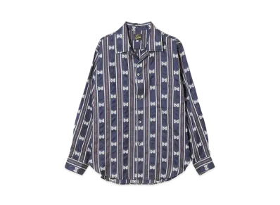 NEEDLES One-Up Shirt - Papillon Stripe Jacquard. "Navy"