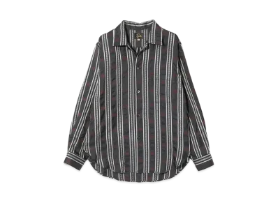 NEEDLES One-Up Shirt - Papillon Stripe Jacquard. "Black"