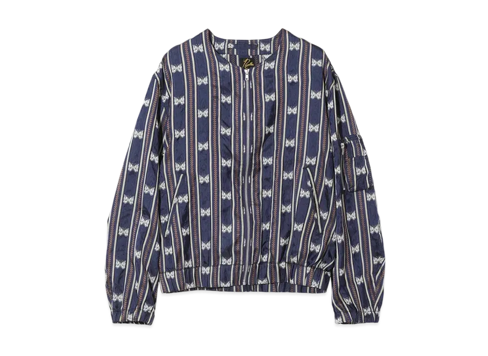 NEEDLES Line Crew Jacket - Papillon Stripe Jacquard. "Navy"