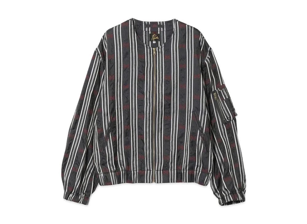 NEEDLES Line Crew Jacket - Papillon Stripe Jacquard. "Black"