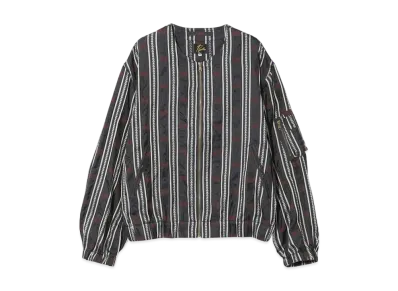 NEEDLES Line Crew Jacket - Papillon Stripe Jacquard. "Black"