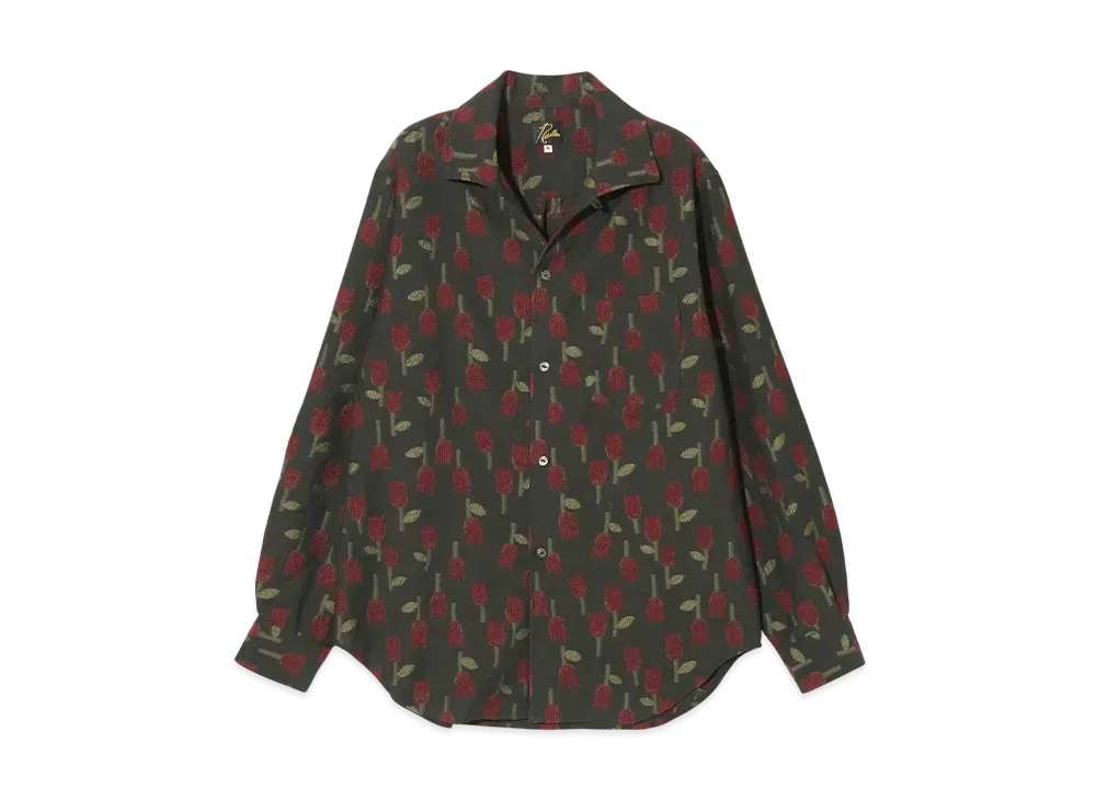 NEEDLES Italian Collar Shirt - /W Tulip Jacquard "Green"