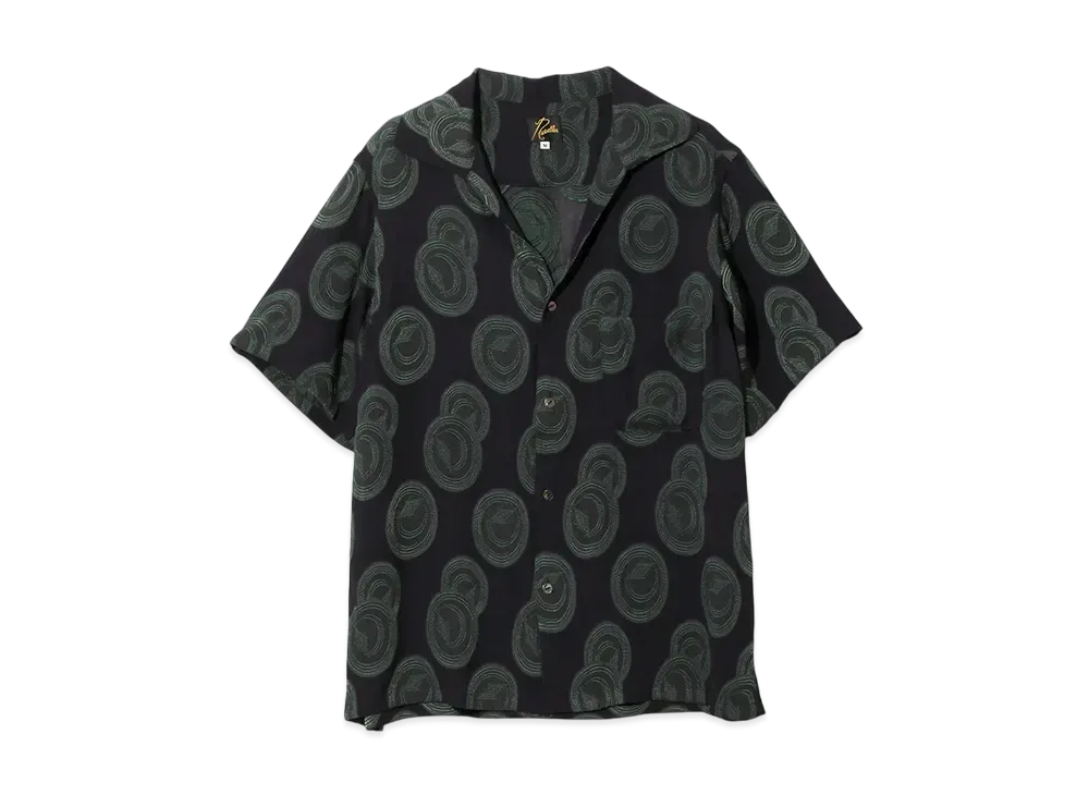 NEEDLES Italian Collar S/S Shirt - R/PE Ring Cut Jq "Green"