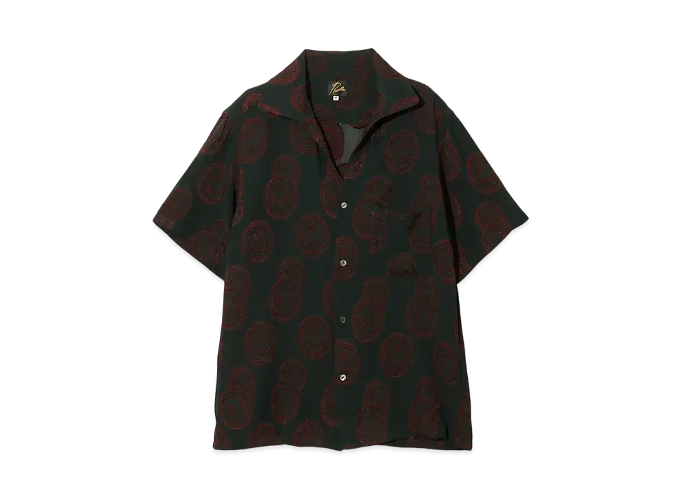 NEEDLES Italian Collar S/S Shirt - R/PE Ring Cut Jq "Black"