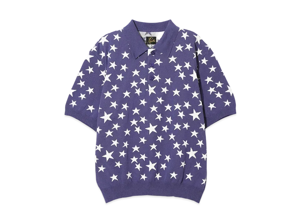 NEEDLES S/S Polo Sweater-PE/Washi Knit/Star "Purple"