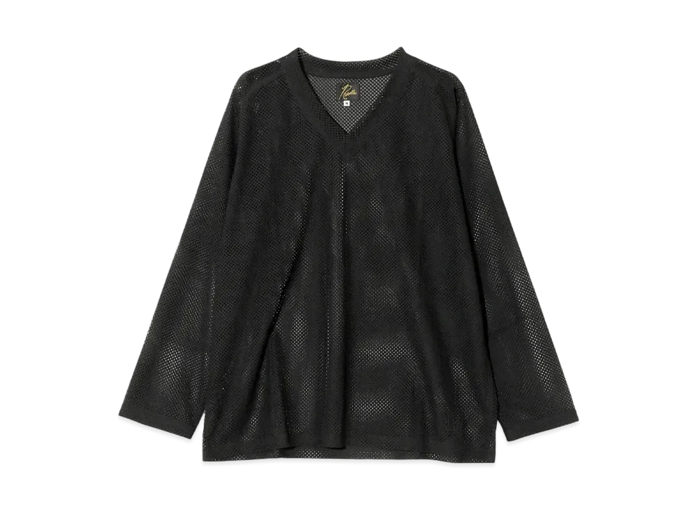 NEEDLES L/S V-Neck Tee - Raschel Lace "Black"