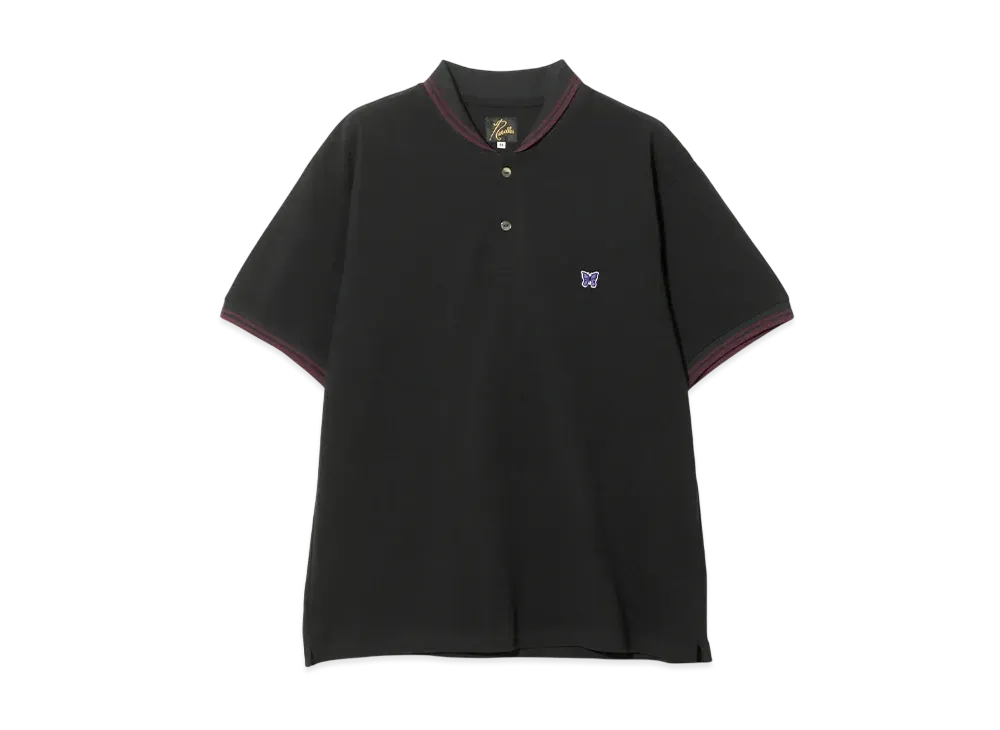 NEEDLES Shawl Collar S/S Polo - Cotton Pique "Chacoal"