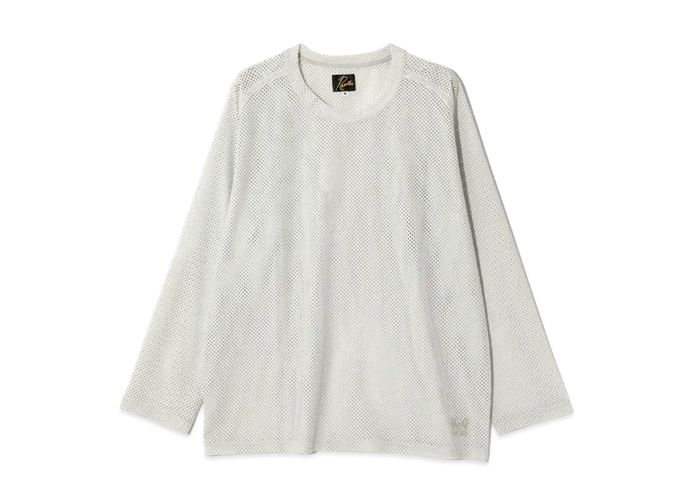 NEEDLES L/S U-Neck Tee - Raschel Lace "White"