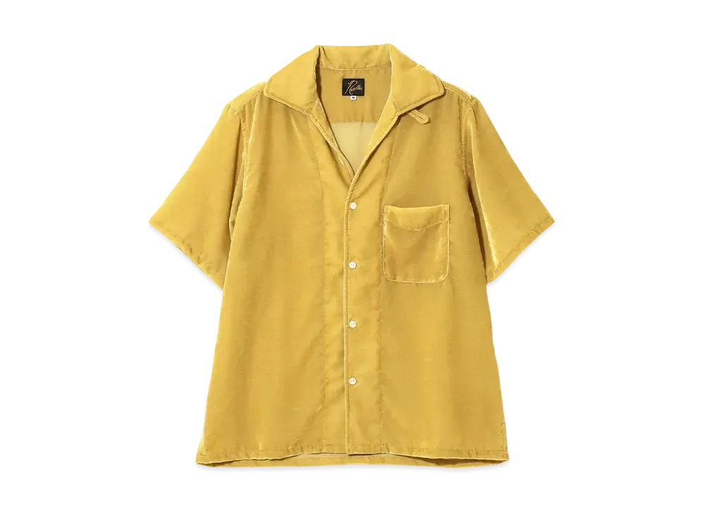 NEEDLES Italian Collar S/S Shirt-PE/R Velvet "Yellow"