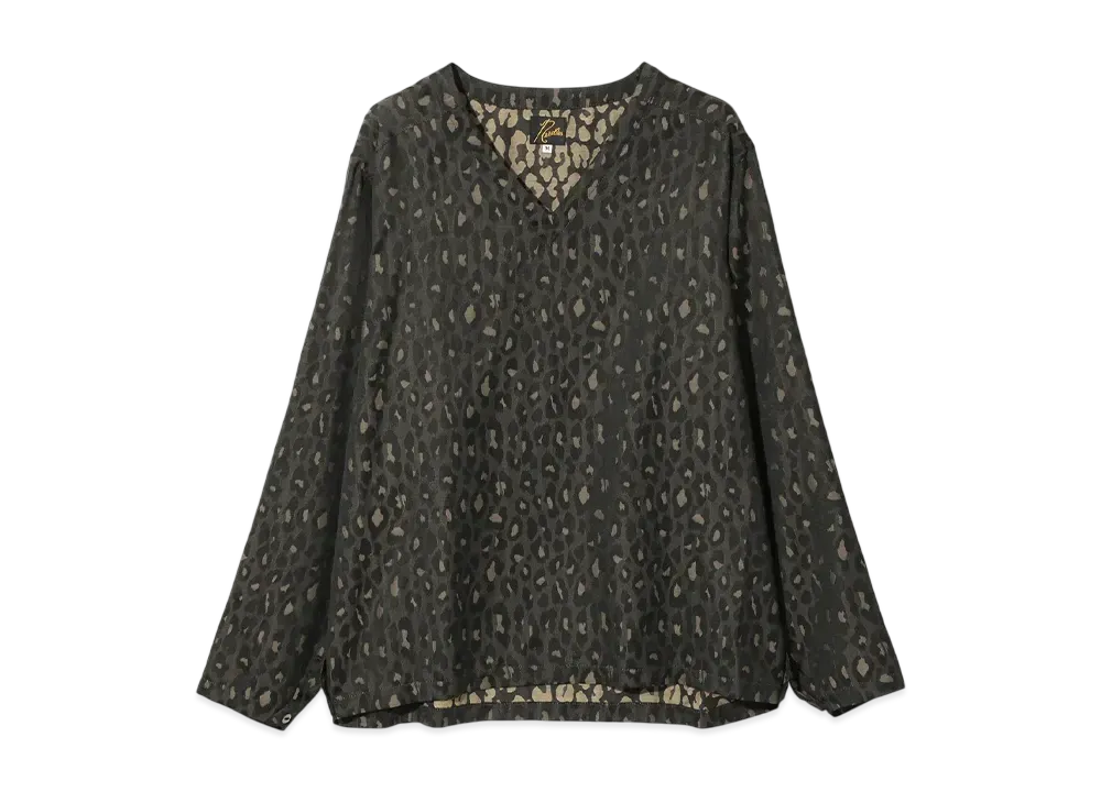 NEEDLES V-Neck P/O Shirt - PE/C Jacquard Cloth "Green"