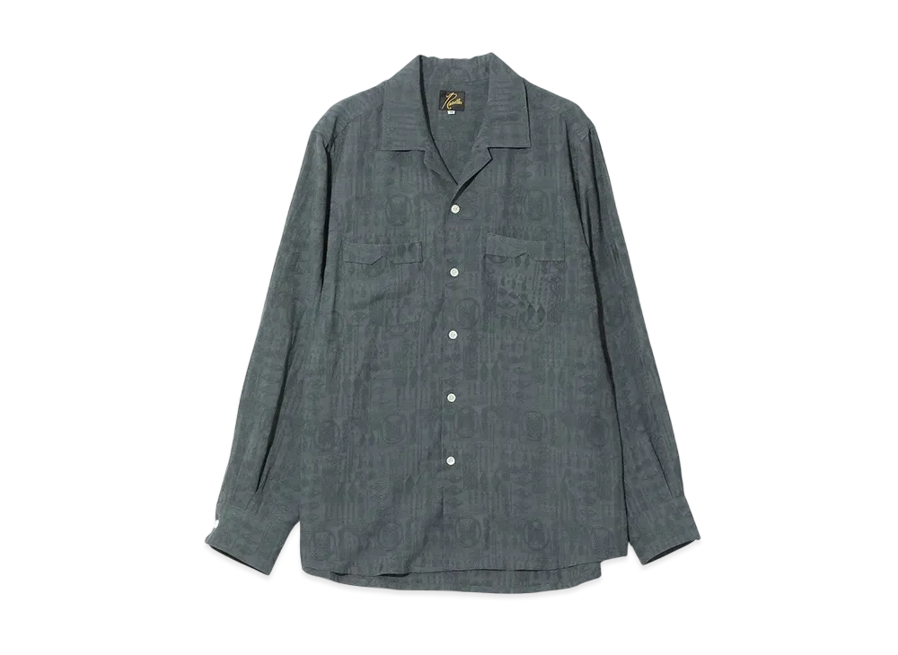 NEEDLES One-Up Shirt - Rayon Fine Pattern Jacquard "Green"