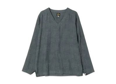 NEEDLES V-Neck P/O Shirt - Rayon Fine Pattern Jacquard "Green"