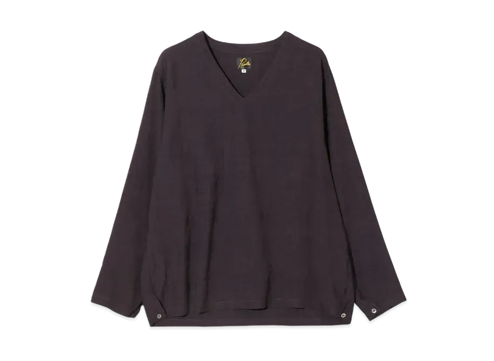 NEEDLES V-Neck P/O Shirt - Rayon Fine Pattern Jacquard "Purple"