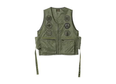 NEEDLES Radio Vest - Python Jacquard Sateen "Khaki"