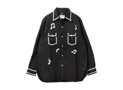 NEEDLES Work Shirt - Music Note / Hand Emb. "Black"