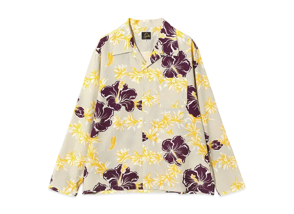 NEEDLES Open Collar Shirt - C/R Printed Flower & Papillon "White"