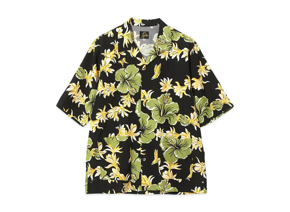 NEEDLES Cabana Shirt - C/R Printed Flower & Papillon "Black"