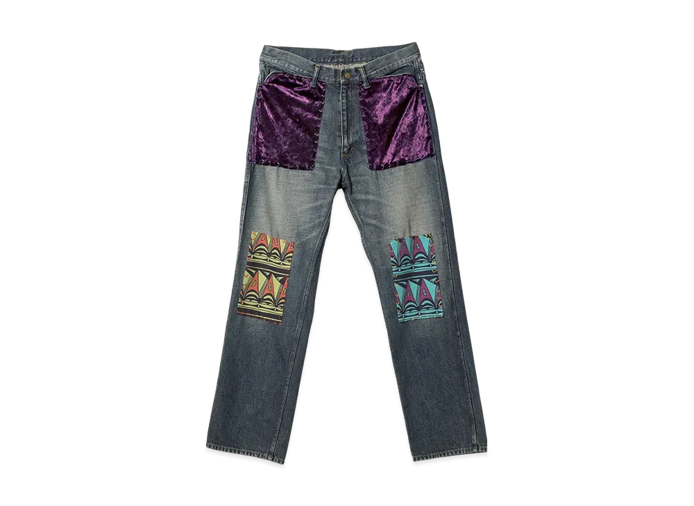 NEEDLES x Sasquatchfabrix. Straight Jean - Patchwork "Indigo"