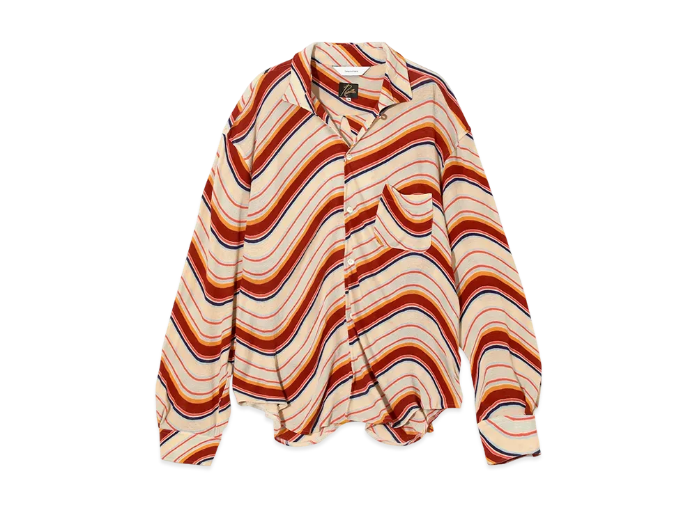 NEEDLES x Sasquatchfabrix. Collar Shirt - Psychedelic Border "Red"