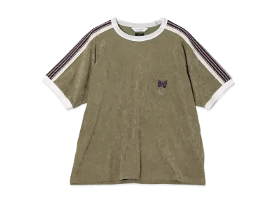 NEEDLES x Sasquatchfabrix. S/S Papillon Emb. Tee - Poly Velour "Khaki"
