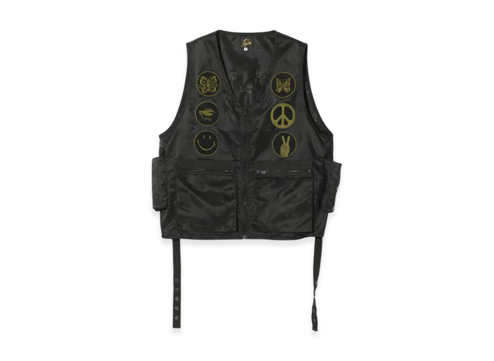 NEEDLES Radio Vest - Papillon Jacquard Sateen "Black"
