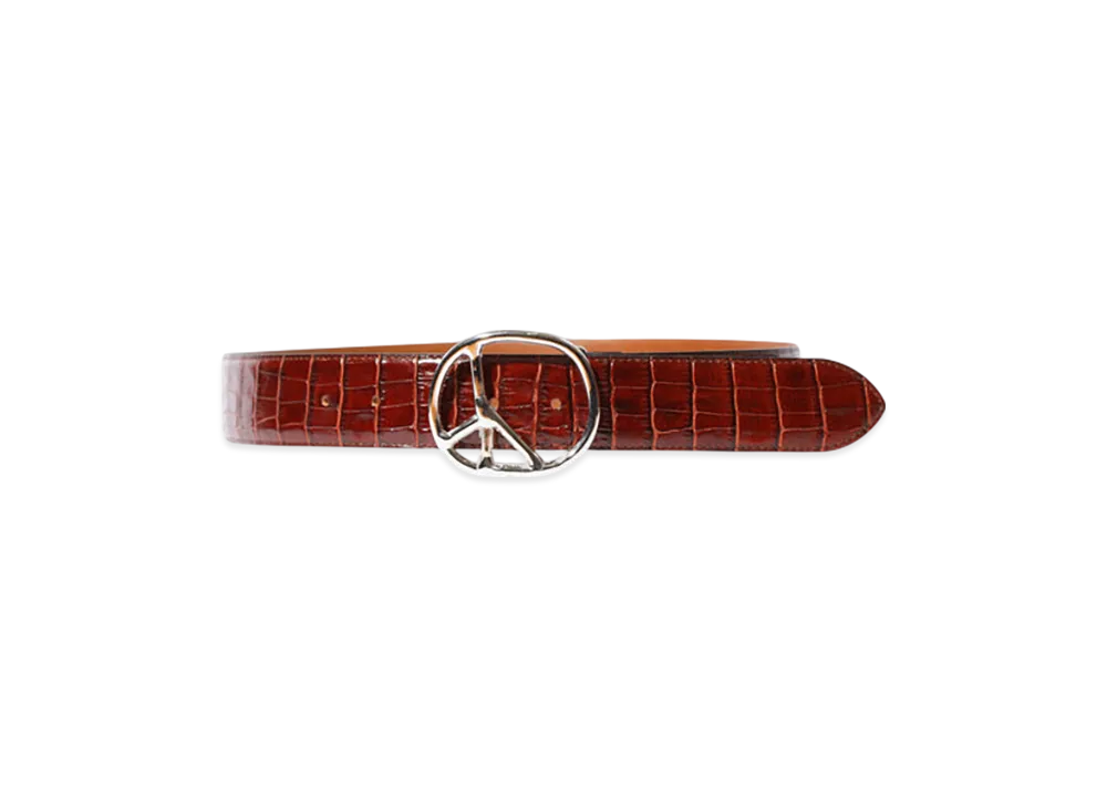 NEEDLES Peace Buckle Belt - Crocodile Embossed Leather "Brown"