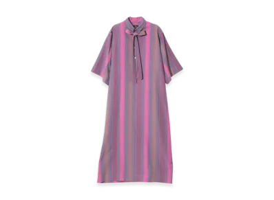 NEEDLES Ascot Collar Dress - Cotton Lawn Stripe "Purple"