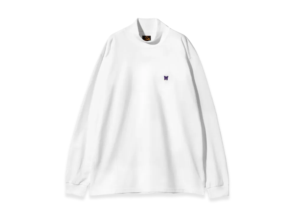 NEEDLES L/S Mock Neck Tee - Poly Jersey "White"