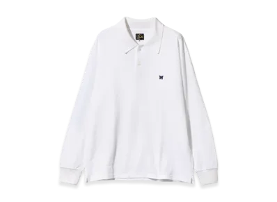 NEEDLES L/S Polo Shirt - Cotton Pique "White"