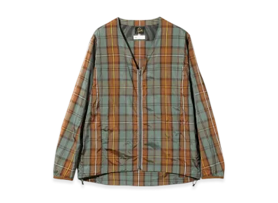 NEEDLES W.U. V Neck Jacket - Polyester Tartan Plaid "Orange"
