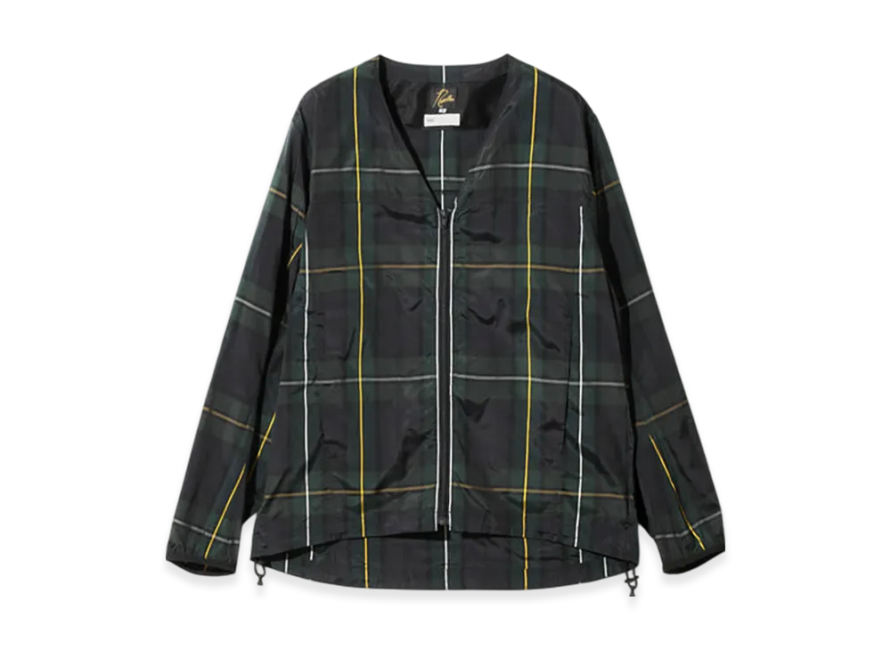 NEEDLES W.U. V Neck Jacket - Polyester Tartan Plaid "Green"
