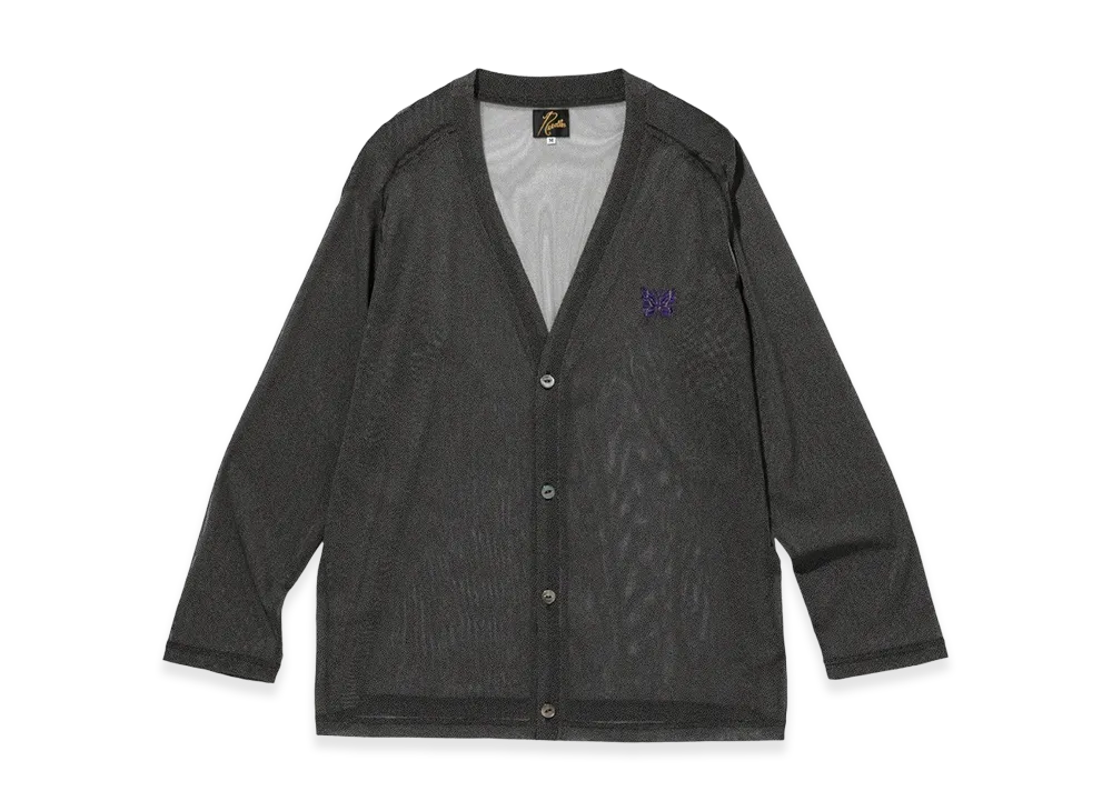 NEEDLES V-Neck Poly Mesh Cardigan "Black"