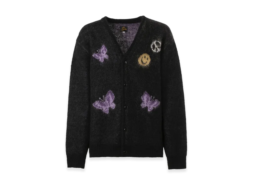 NEEDLES x Nubian Mohair Pappillon Smile & Peace Cardigan "Black"