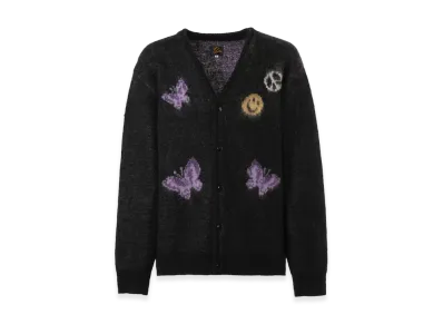 NEEDLES x Nubian Mohair Pappillon Smile & Peace Cardigan "Black"