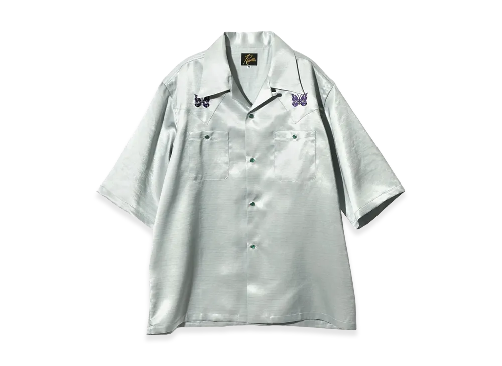 NEEDLES S/S Cowboy One-Up Poly Slub Sateen Shirt "Blue"