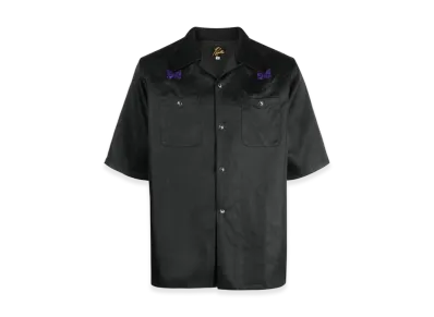 NEEDLES S/S Cowboy One-Up Poly Slub Sateen Shirt "Black"