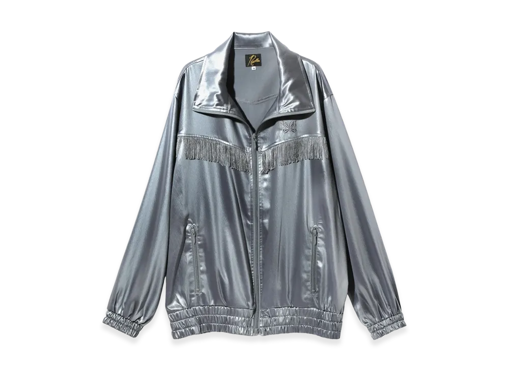 NEEDLES Fringe Track Jacket Poly Satin "Blue Grey"
