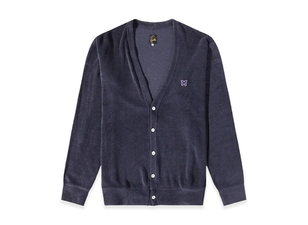 NEEDLES V-Neck Cardigan LI/PE Pile Jersey "Navy"